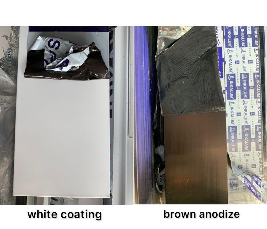 warna aluminium putih dan brown anodize