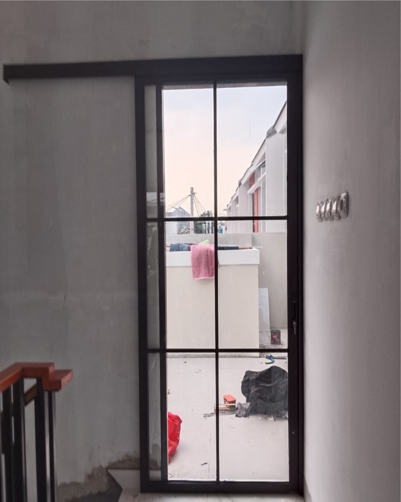 pintu sliding 1 daun ornamen