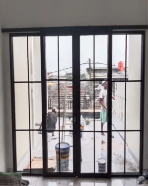 pintu sliding 2 daun ornamen