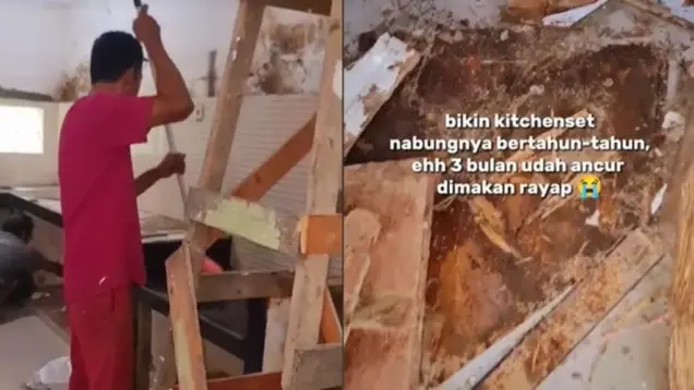 Contoh Kitchen Set Kayu Lapuk